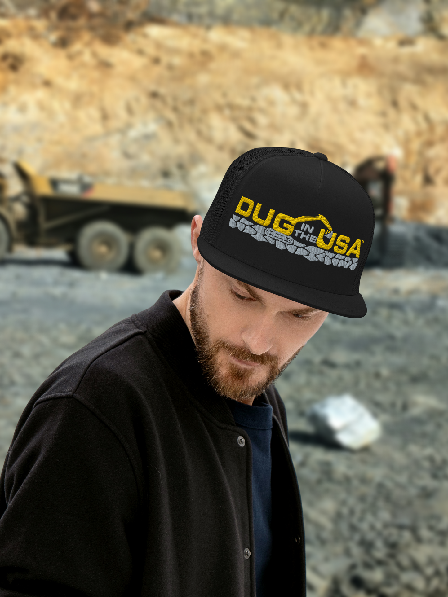 DUG IN THE USA -  TRUCKER CAP - CUSTOM EMBROIDERED